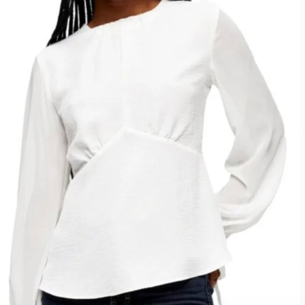 Topshop White Open Back Blouse, size Medium